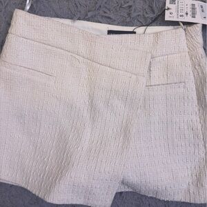 Zara Cream Textured Skort Mini Skirt